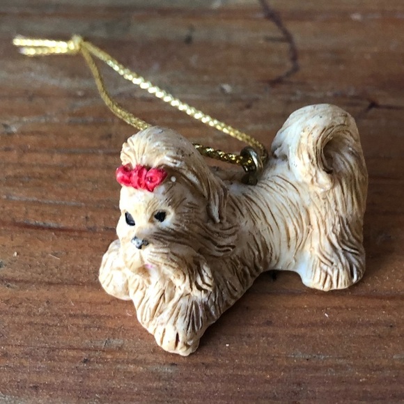 Set of 4 Lhasa Apso Miniature Christmas Holiday Ornaments - Picture 6 of 7